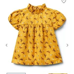 Janie and Jack Golden puff sleeve horse top